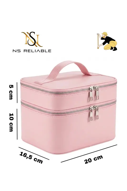 4’lü Set Makyaj ve Kozmetik Seyahat Çantası - Su Geçirmez Düzenleyici Valiz İçi Organizer - Pudra Pembe - NS RELIABLE