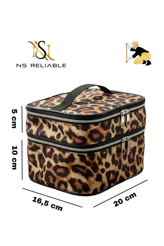 4’lü Set Makyaj ve Kozmetik Seyahat Çantası - Su Geçirmez Düzenleyici Valiz İçi Organizer - Leopar Sarı - NS RELIABLE