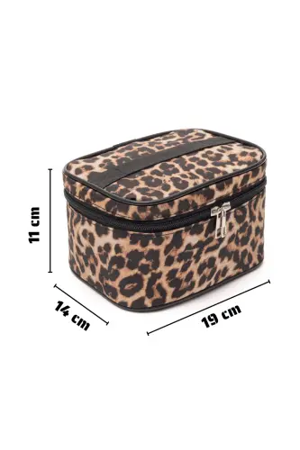 4’lü Set Makyaj ve Kozmetik Seyahat Çantası - Su Geçirmez Düzenleyici Valiz İçi Organizer - Leopar Sarı - NS RELIABLE (1)