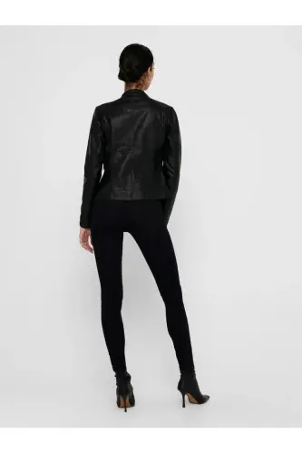 15081400 Kadın Deri Ceket Siyah - 4