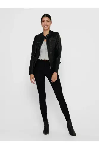 15081400 Women's Leather Jacket Black - 1