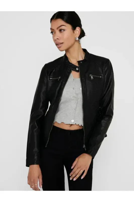 15081400 Women's Leather Jacket Black - 3