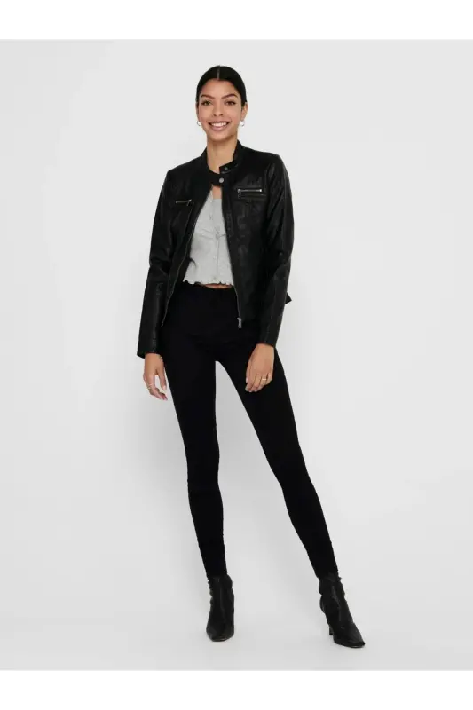 15081400 Women's Leather Jacket Black - 1