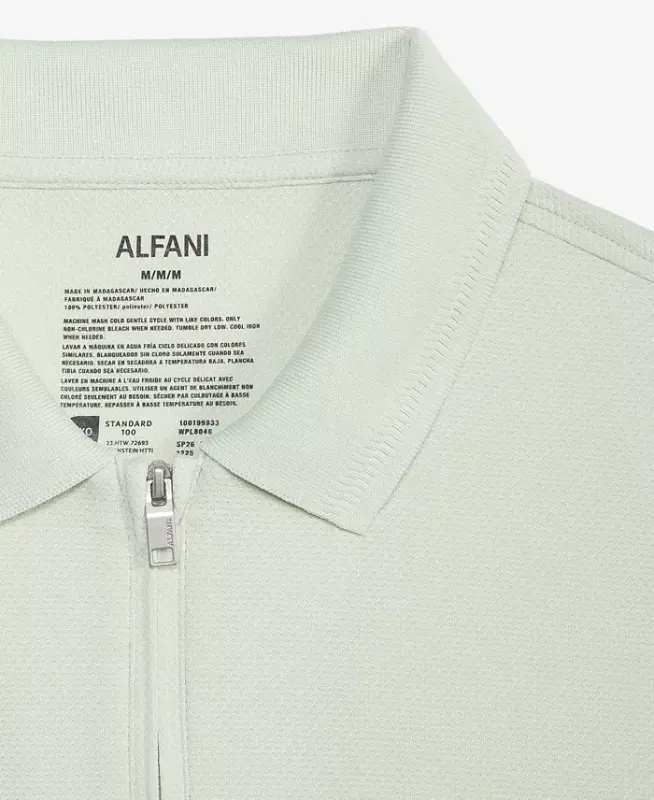 Men's Ottoman Short Sleeve Textured Quarter-Zip Polo Shirt, Exclusively at Modazone - Frosty Mint - 7