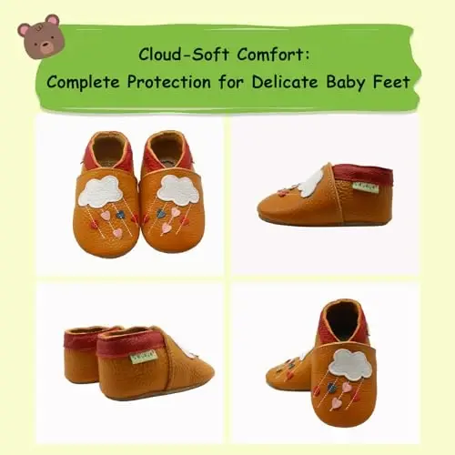 SAYOYO Baby Soft Sole Leather Moccasins – Pre-Walker Toddler First Walking Shoes - 4