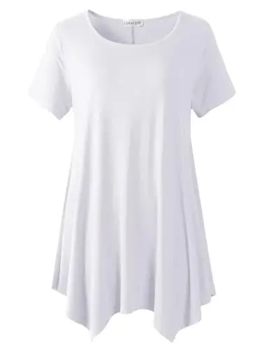 LARACE Short Sleeve Shirts for Womens Plus Size Tops Casual Summer Clothes Asymmetrical Tunic Blouses 