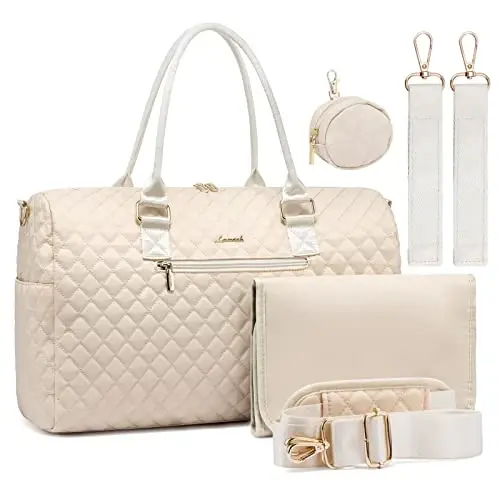 LOVEVOOK Diaper Bag Tote with Pacifier Case and Changing Pad, Large Capacity Mommy Bag for Hospital and Weekender Travel, Functional Baby Bag Newborn Baby Essential - 1