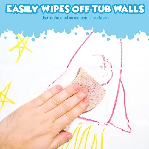 Tub Works® Smooth™ Bath Crayons Bath Toy, 12 Pack | Nontoxic, Washable Bath Crayons for Toddlers & Kids | Unique Formula Draws Smoothly & Vividly on Wet & Dry Tub Walls | Hexagon Grip Bathtub Crayons - 6