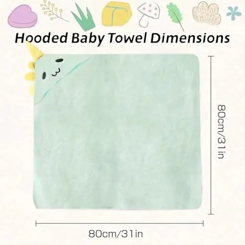 ROXANEPIG 2 Pack Hooded Baby Towels - Premium Ultra Soft Organic Baby Bath Towel – Absorbent and Hypoallergenic Towels for Baby Boy Girl, Toddler, Newborn Essentials (Green,Brown) - 9