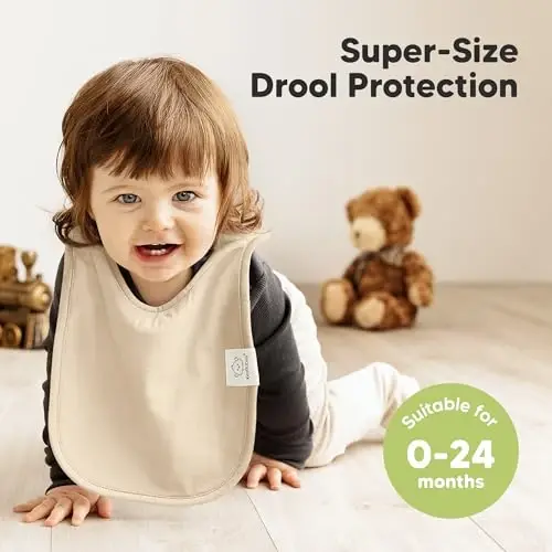 KeaBabies 8-Pack Bibs for Baby Girls, Boys, Pullover Baby Bibs (Purest) | 6-36M, Large Baby Bibs for Drooling and Teething Infant, Newborn, Toddler, Soft Absorbent Organic Cotton, Long Torso Coverage - 2