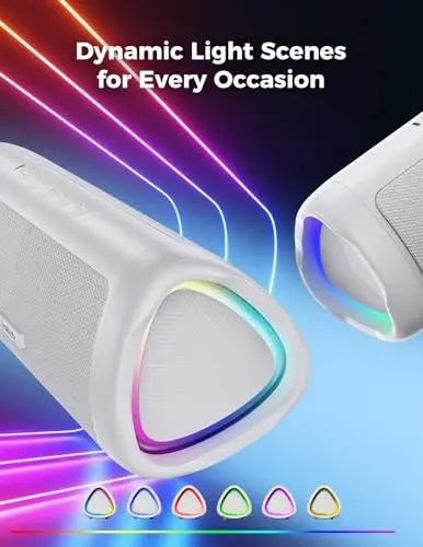 Bluetooth Speaker, 20W HD Sound, Portable Wireless, IPX5 Waterproof, Up to 24H Playtime, TWS, for Home/Party/Outdoor/Camping/Beach Essentials, Birthday Gift for Fathers Day Men Dad Husband (White) - 4
