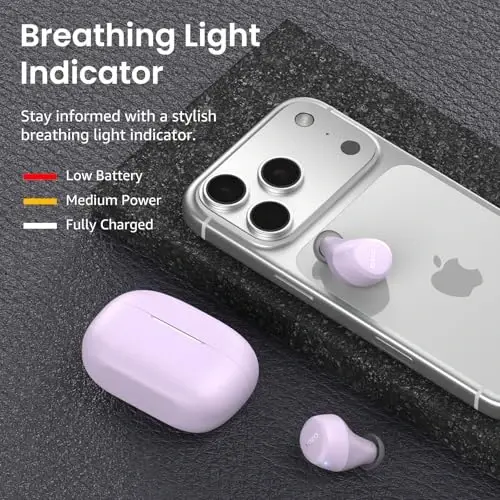 TOZO A1 Wireless Earbuds Bluetooth 5.3 Light Weight in Ear Headphones | IPX5 Waterproof,2 Mics for AI Calls,Immersive Premium Sound Bass Headset with Charging Case,32 EQ via App Light Purple - 3