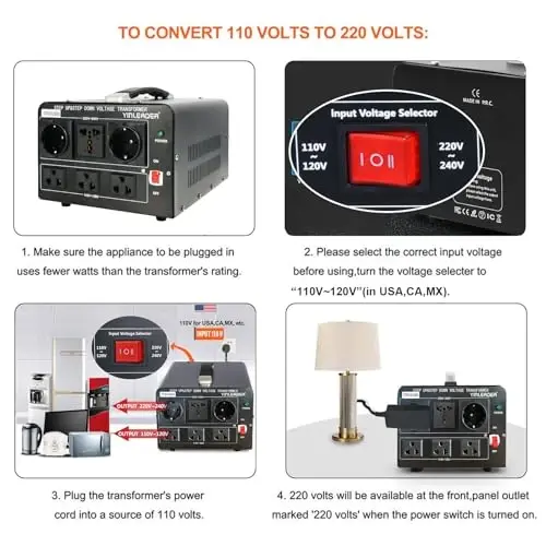 Yinleader 3000W Voltage Converter Transformer(110V to 220V,220V to 110V) Step Up/Down Converter 110/120 Volt - 220/240 Volt w/US Standard Power Cord,Circuit Breaker Protection (VTUS-EU3000) - 5