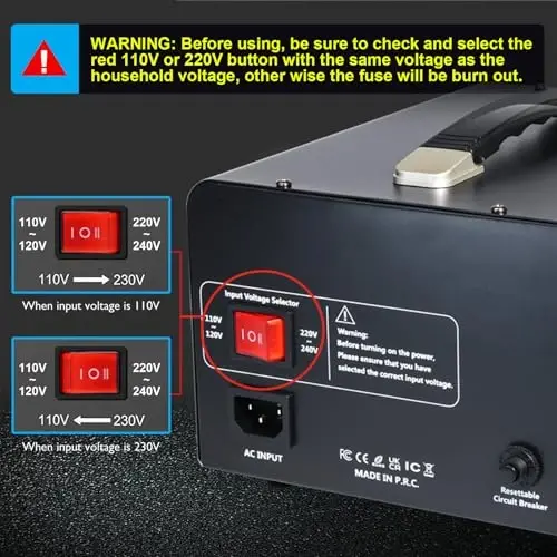 Yinleader 3000W Voltage Converter Transformer(110V to 220V,220V to 110V) Step Up/Down Converter 110/120 Volt - 220/240 Volt w/US Standard Power Cord,Circuit Breaker Protection (VTUS-EU3000) - 6