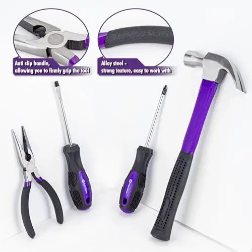 CARTMAN 148-Piece Automotive And Household Tool Set, Purple Repair Kit Case | Versatile tool assortment for car maintenance, home repairs, DIY projects, furniture setup, and daily fixes in a molded case. - 10
