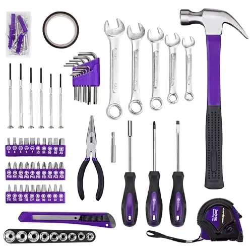 CARTMAN 148-Piece Automotive And Household Tool Set, Purple Repair Kit Case | Versatile tool assortment for car maintenance, home repairs, DIY projects, furniture setup, and daily fixes in a molded case. - 3