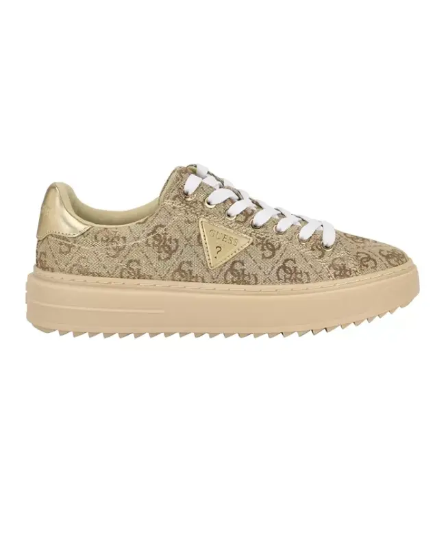 Women's Denesa Treaded Platform Lace-Up Sneakers - Gold/Light Brown Logo - 2