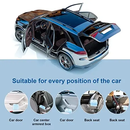 Tulsondai Car Trash Can, Mini Car Bin with Lid 2 Trash Bag Blue, Cute Car Accessories for Storage and Organization，Small Trash Can for car，Bedroom and Office - 2