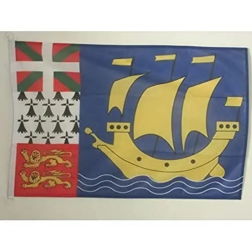 AZ FLAG Saint Pierre and Miquelon Boat Flag 12x18 in Plastic Rings | Outdoor and marine use Saint-Pierrais 45x30 cm. boat flag Saint-Pierre-et-Miquelon mesh polyester - 1