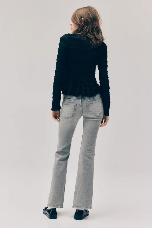 Flared Low Jeans - Soluk gri - 4