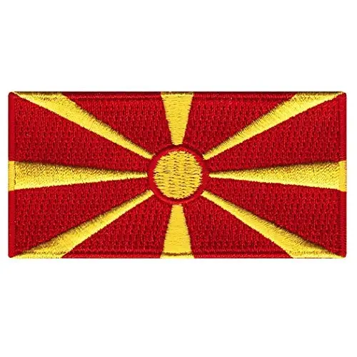 Cypress Collectibles - Macedonia Flag Patch - Embroidered Appliqué - European Country Iron On Patches - Dimensions: 3.5