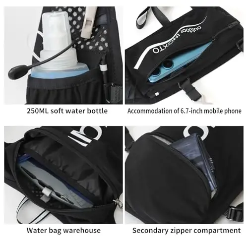 INOXTO Running Hydration Vest Backpack,Lightweight Insulated Pack with 1.5L Water Bladder Bag Daypack for Hiking Trail Running Cycling Race Marathon for Women Men - 5