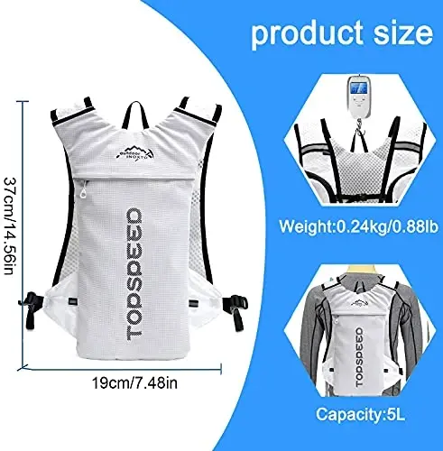 INOXTO Running Hydration Vest Backpack,Lightweight Insulated Pack with 1.5L Water Bladder Bag Daypack for Hiking Trail Running Cycling Race Marathon for Women Men - 3