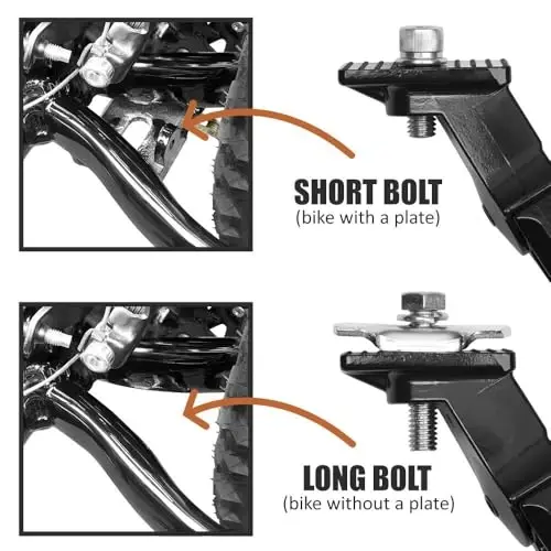 BV Chromium Adjustable Bicycle Kickstand with Concealed Spring-Loaded Latch, for 24-29 Inch - Bike Kickstand, Bike Kick Stands for Adult Bikes, Bike Kickstand 26 inches (Black) - BV (1)