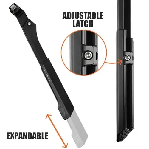 BV Chromium Adjustable Bicycle Kickstand with Concealed Spring-Loaded Latch, for 24-29 Inch - Bike Kickstand, Bike Kick Stands for Adult Bikes, Bike Kickstand 26 inches (Black) - 3