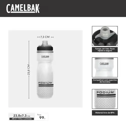 CamelBak Podium Chill Bike Insulated Squeeze Water Bottle Black, 21oz - 2