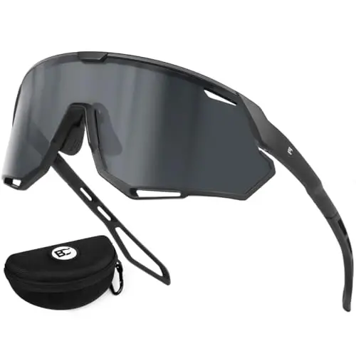 BIRCEN Mens Sports Baseball Sunglasses: TR90 Lightweight Cycling Glasses Wrap Around Running Glasses for Outdoor MTB Bike - 1