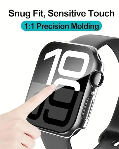 Smiling 2 Pack Case Compatible with Apple Watch Series 11 (2025)/Series 10 46mm with Tempered Glass Screen Protector, Hard PC Case Overall Protective Cover, 9H+ Hardness Scratch-Resistant- Transparent - 10