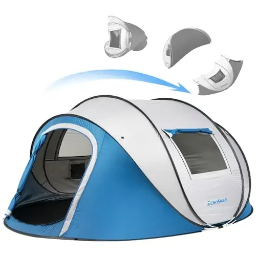 EchoSmile Instant Pop Up Camping Tent, 2/4/6 Person Easy Setup Tent | Water Resistant Dome·Portable with Carry Bag·Fiberglass Frame·Picnic·Camping·Hiking·Fishing 