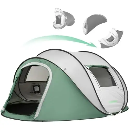 EchoSmile Instant Pop Up Camping Tent, 2/4/6 Person Easy Setup Tent | Water Resistant Dome·Portable with Carry Bag·Fiberglass Frame·Picnic·Camping·Hiking·Fishing 
