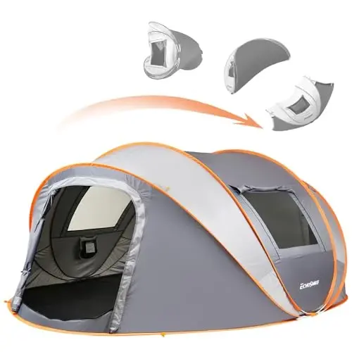 EchoSmile Instant Pop Up Camping Tent, 2/4/6 Person Easy Setup Tent | Water Resistant Dome·Portable with Carry Bag·Fiberglass Frame·Picnic·Camping·Hiking·Fishing 