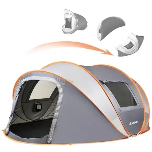 EchoSmile Instant Pop Up Camping Tent, 2/4/6 Person Easy Setup Tent | Water Resistant Dome·Portable with Carry Bag·Fiberglass Frame·Picnic·Camping·Hiking·Fishing - ECHOSMILE