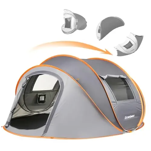 EchoSmile Instant Pop Up Camping Tent, 2/4/6 Person Easy Setup Tent | Water Resistant Dome·Portable with Carry Bag·Fiberglass Frame·Picnic·Camping·Hiking·Fishing 