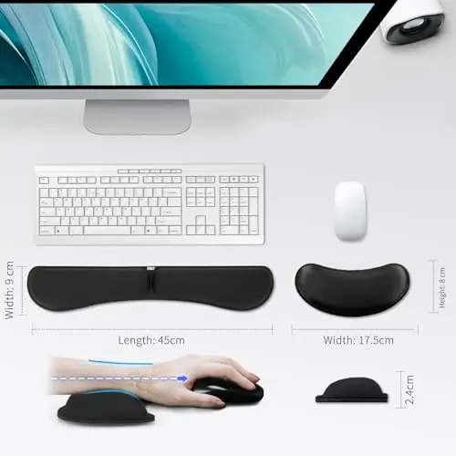 Zibly Ergonomic Gel Keyboard Wrist Rest & Mousepad Rests for Computer, Silky Memory Foam for Typing (Black Combo) - 2