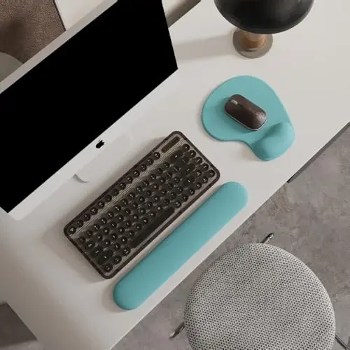 Office Mousepad with Gel Wrist Support - Ergonomic Gaming Desktop Mouse Pad Wrist Rest - Design Gamepad Mat Rubber Base for Laptop Computer -Silicone Non-Slip Special-Textured Surface (04Blue) - 8
