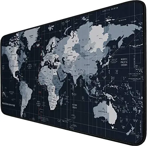 Large Extended Gaming Mouse Pad with Stitched Edges,(35.4X15.7In) Durable Non-Slip Natural Rubber Base, Waterproof Computer Keyboard Pad Mat for Esports Pros/Gamer/Desktop/Office/Home, Map 