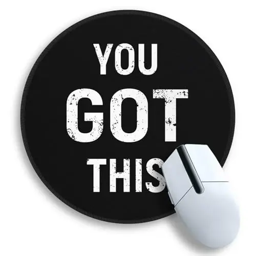 Gctriki Black Round Mouse Pad, Motivation Home Office Desk Black Decor for Men Women, Funny Computer Mouse Pads for Desk Laptop Gaming, Inspirational Office Gifts for Coworkers - You Got This 