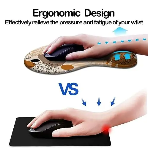DOOKE Ergonomic Mouse Pad with Wrist Support and Coaster,Mouse Pads with Non-Slip PU Base for Home Office Working Studying Easy Typing & Pain Relief Boho - 7
