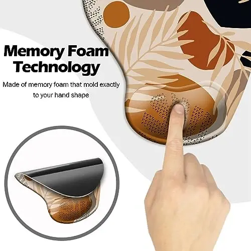 DOOKE Ergonomic Mouse Pad with Wrist Support and Coaster,Mouse Pads with Non-Slip PU Base for Home Office Working Studying Easy Typing & Pain Relief Boho - 9