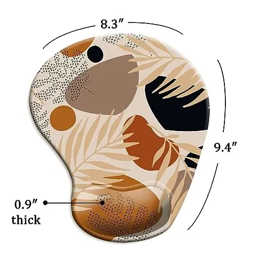 DOOKE Ergonomic Mouse Pad with Wrist Support and Coaster,Mouse Pads with Non-Slip PU Base for Home Office Working Studying Easy Typing & Pain Relief Boho - 10