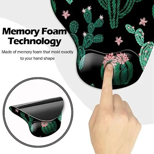 DOOKE Ergonomic Mouse Pad with Wrist Support and Coaster,Mouse Pads with Non-Slip PU Base for Home Office Working Studying Easy Typing & Pain Relief Cute Cactus - 9