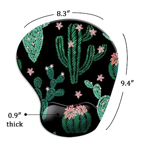 DOOKE Ergonomic Mouse Pad with Wrist Support and Coaster,Mouse Pads with Non-Slip PU Base for Home Office Working Studying Easy Typing & Pain Relief Cute Cactus - 10