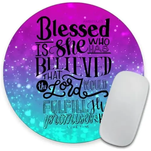 Inspirational Quote ， Gospel of Luke Round Mouse pad Customized Mousepad Non-Slip Rubber Base Mouse Pads for Computers Laptop Office Desk Accessories Mouse pad - 4