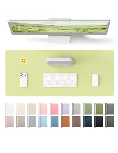 YSAGi Leather Desk Pad Protector, Office Desk Mat, Large Mouse Pad, Non-Slip PU Leather Desk Blotter, Laptop Desk Pad, Waterproof Desk Writing Pad for Office and Home (Peak Green, 23.6