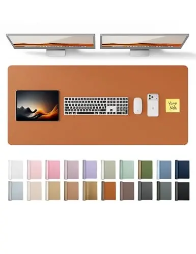 YSAGi Leather Desk Protector, Office Mat, Large Mouse Mat, Non-Slip PU Leather Blotter, Laptop Desk Pad, Waterproof Writing Pad for Office and Home (Brown, 47