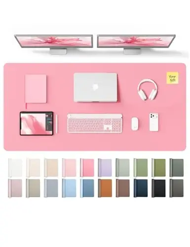 YSAGi Leather Desk Pad Protector, Office Desk Mat, Large Mouse Pad, Non-Slip PU Leather Desk Blotter, Laptop Desk Pad, Waterproof Desk Writing Pad for Office and Home (Pink, 55